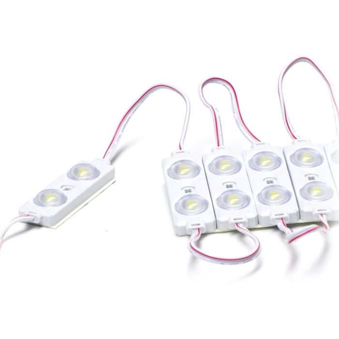 Catena Moduli SMD 2 lenti bianco freddo 6000-7000k 0,48W/modulo 12V adesivo 3M IP67